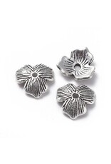 11mm Bead Cap 3 Petal Antique Silver  x20  NF