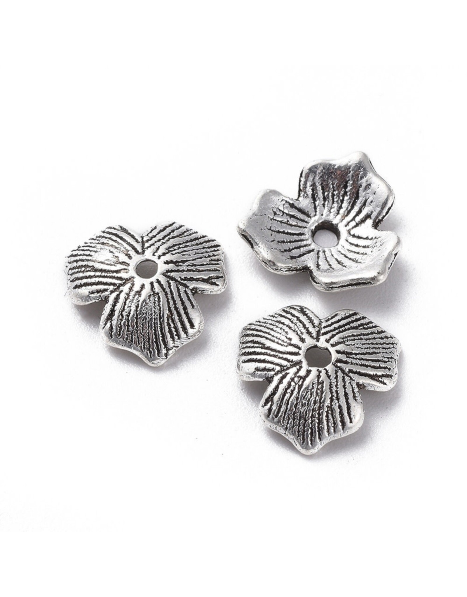 11mm Bead Cap 3 Petal Antique Silver  x20  NF