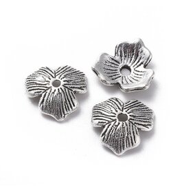 11mm Bead Cap 3 Petal Antique Silver  x20  NF
