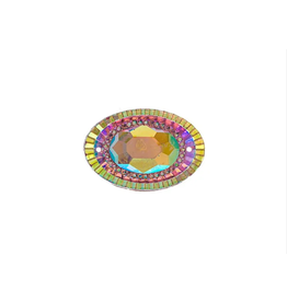 Oval Resin Cabochon 18x25mm Pink AB  x2