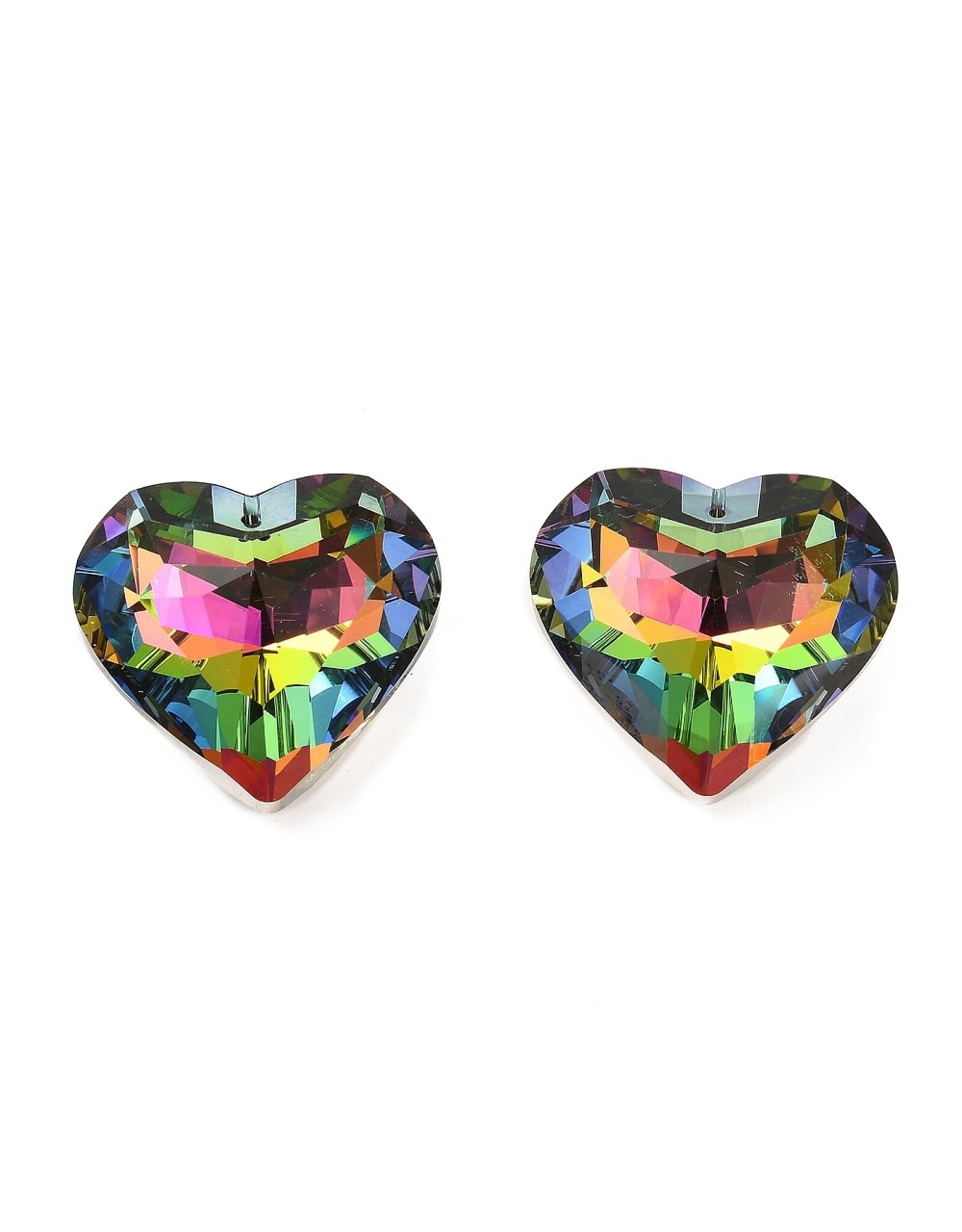 Heart  Faceted AB Foil Backing   45x27mm  x1