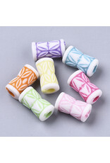 11x6mm Acrylic Tube, Hole 2.5mm  Random Assorted Colours x100