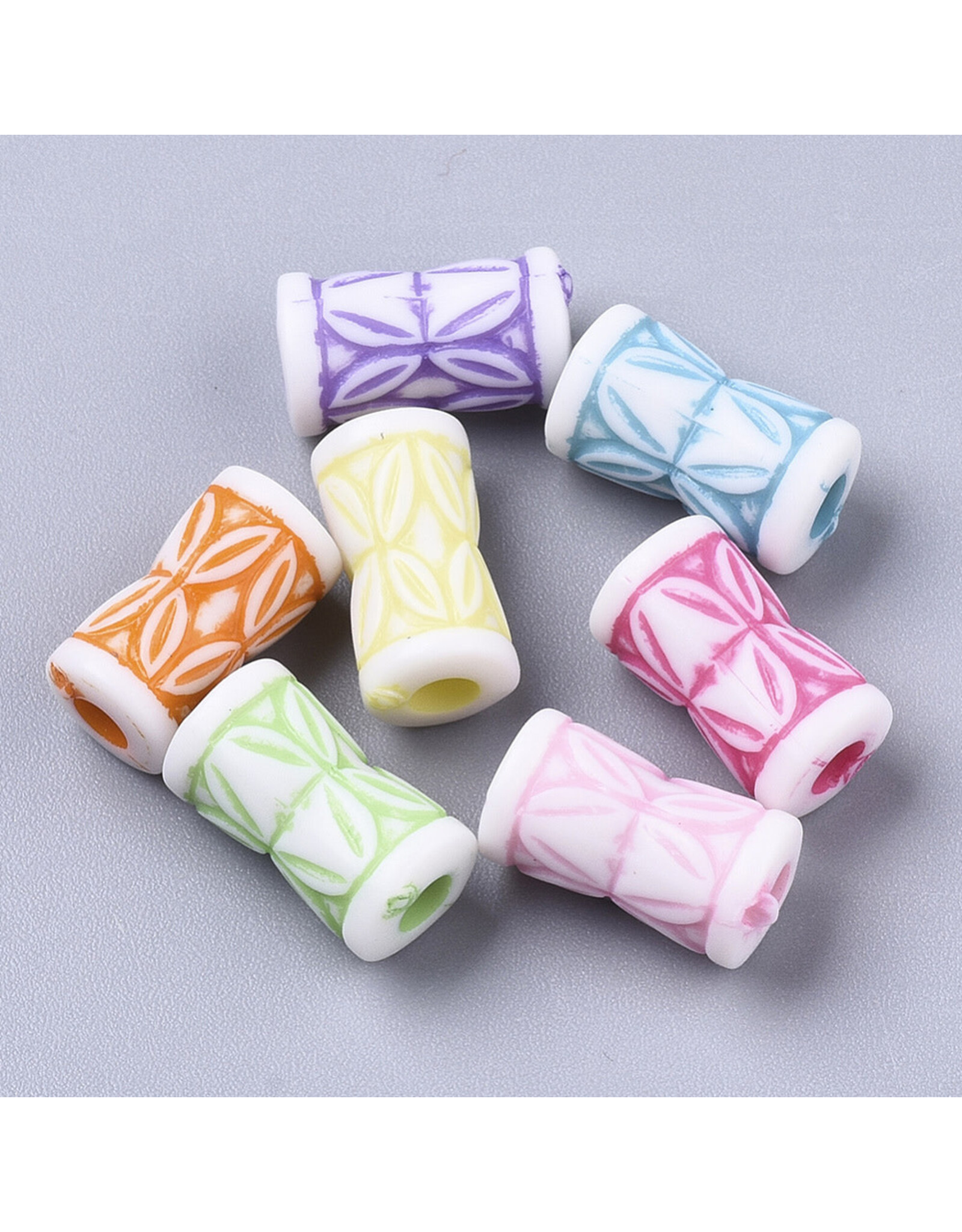 11x6mm Acrylic Tube, Hole 2.5mm  Random Assorted Colours x100