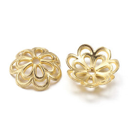 14mm Bead Cap Flower Gold