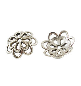 14mm Bead Cap Flower Antique Silver NF