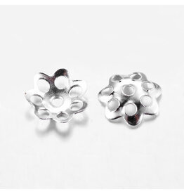 6mm Bead Cap Flower Silver