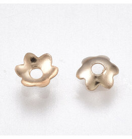 4mm Bead Cap 6 Petal  Flower Light Gold