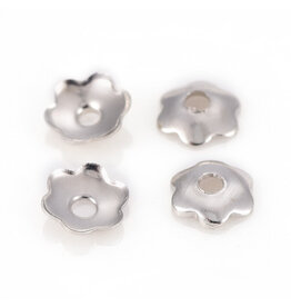 3.5mm Bead Cap 6 Petal Flower Platinum