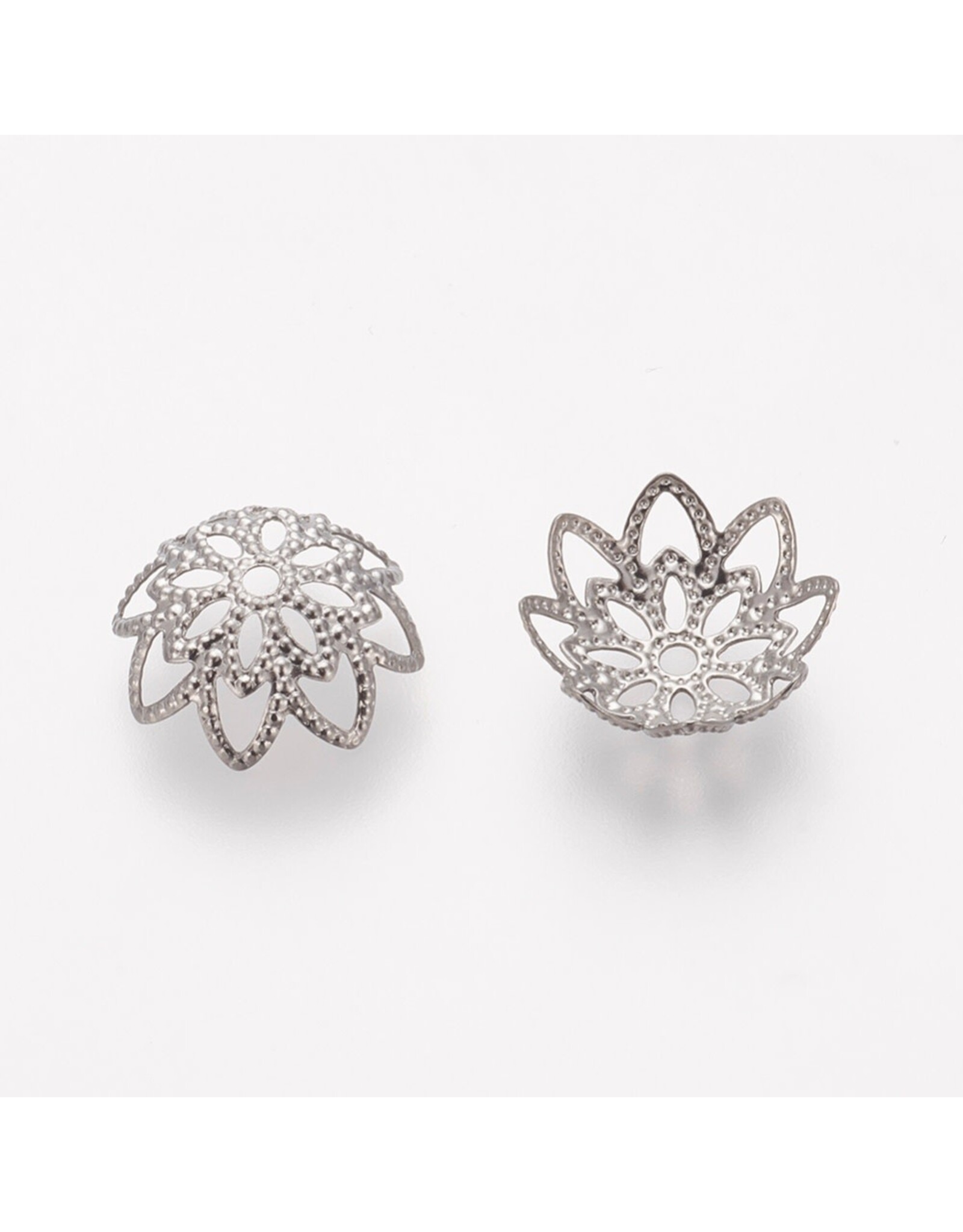 10mm Filigree Bead Cap Stainless Steel  NF x20