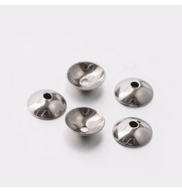 6mm Bead Cap Apetalous Stainless Steel x50