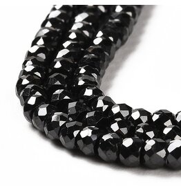 3x2mm Rondelle Black  Cubic Zirconia  15" Strand  Approx   x165