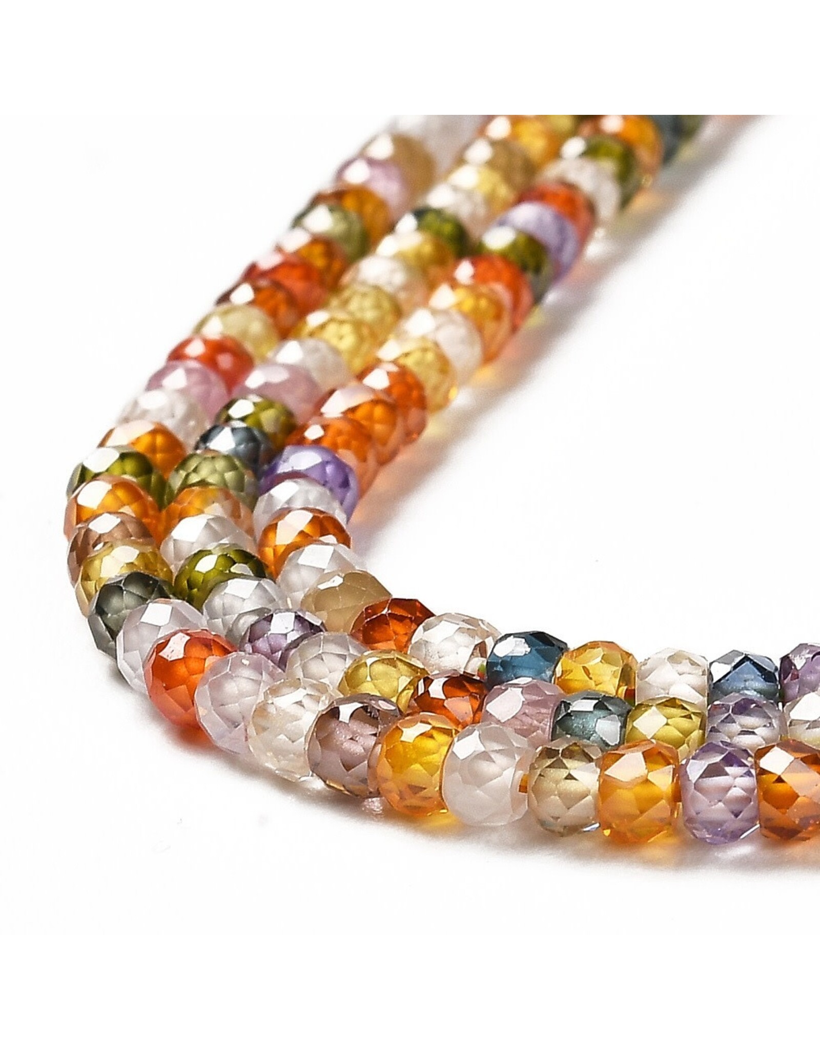 3x2mm Rondelle Multi  Cubic Zirconia  15" Strand  Approx   x165