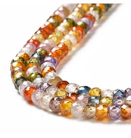 3x2mm Rondelle Multi  Cubic Zirconia  15" Strand  Approx   x165