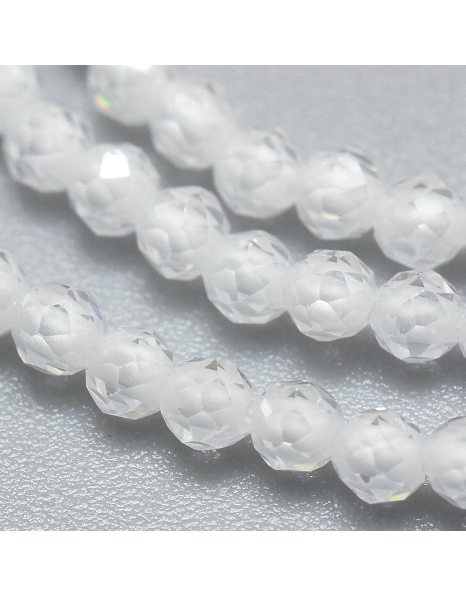 2mm Round Clear  Cubic Zirconia  15" Strand  Approx   x165