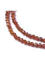 2mm Round Burnt Orange  Cubic Zirconia  15" Strand  Approx   x175