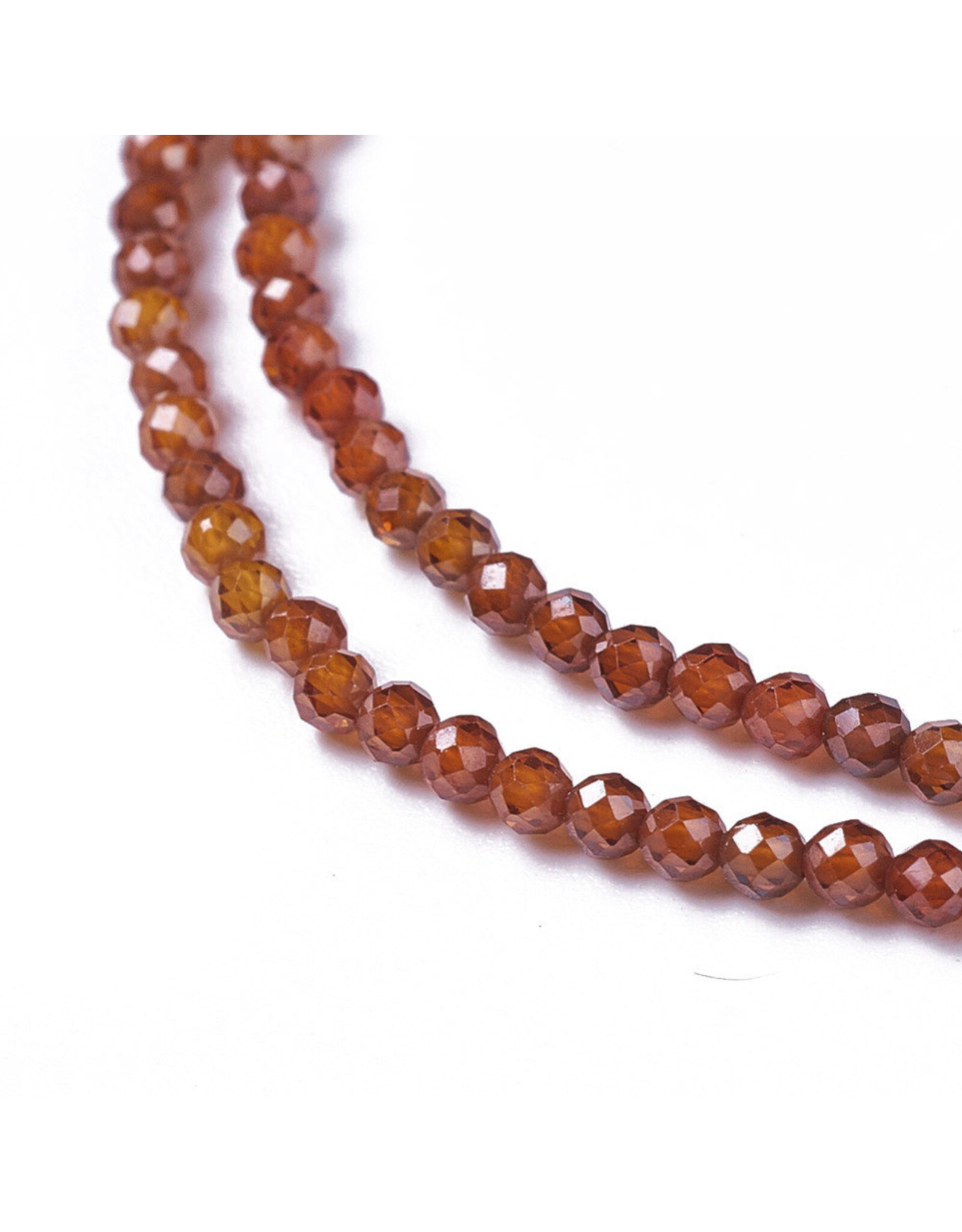 2mm Round Burnt Orange  Cubic Zirconia  15" Strand  Approx   x175