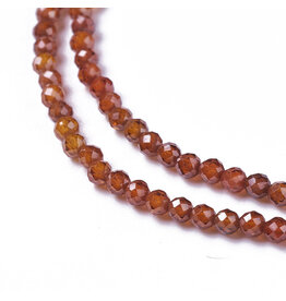 2mm Round Burnt Orange  Cubic Zirconia  15" Strand  Approx   x175