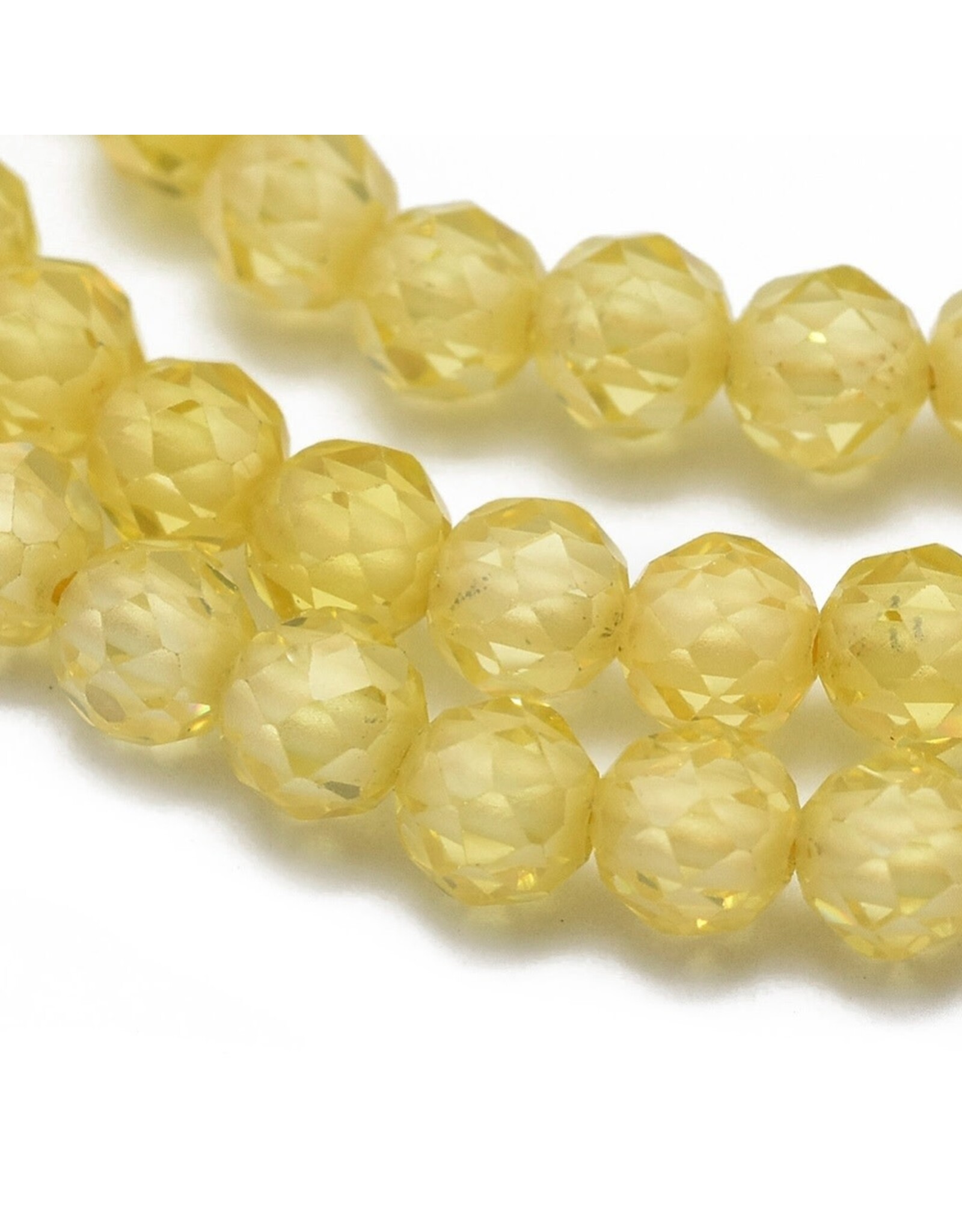 3mm Round Yellow Cubic Zirconia  15" Strand  Approx   x125