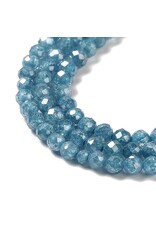 3mm Round Blue Cubic Zirconia  15" Strand  Approx   x125