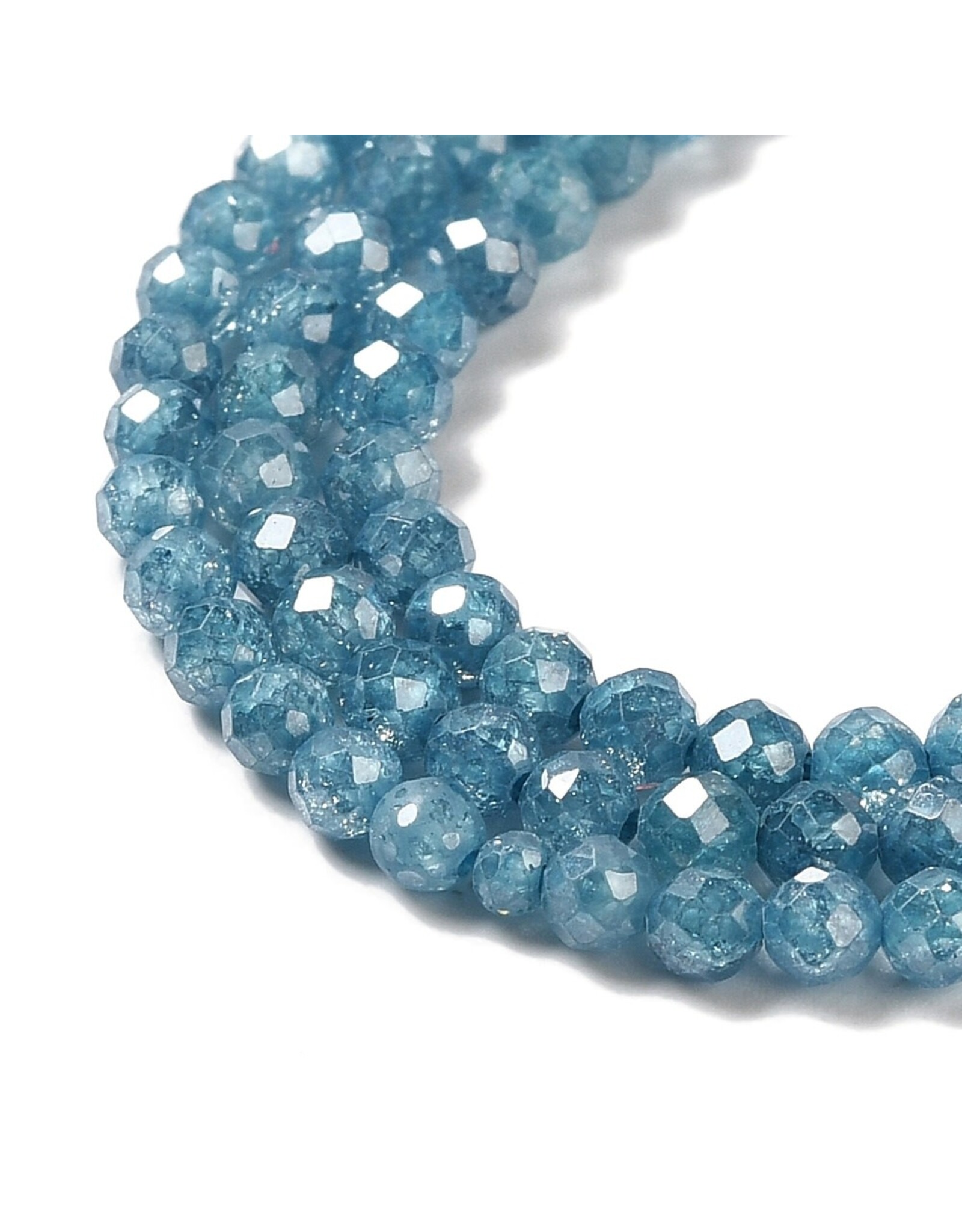 3mm Round Blue Cubic Zirconia  15" Strand  Approx   x125