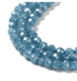 3mm Round Blue Cubic Zirconia  15" Strand  Approx   x125