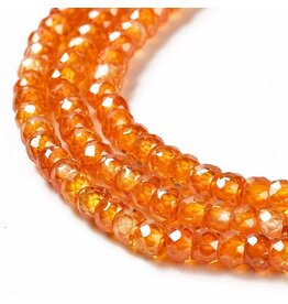 3x2mm Rondelle Orange  Cubic Zirconia  15" Strand  Approx   x160