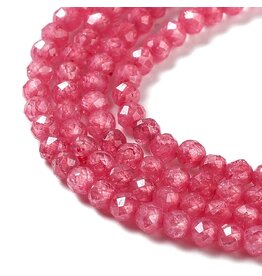 2mm Rondelle Pink Cubic Zirconia  15" Strand  Approx   x180