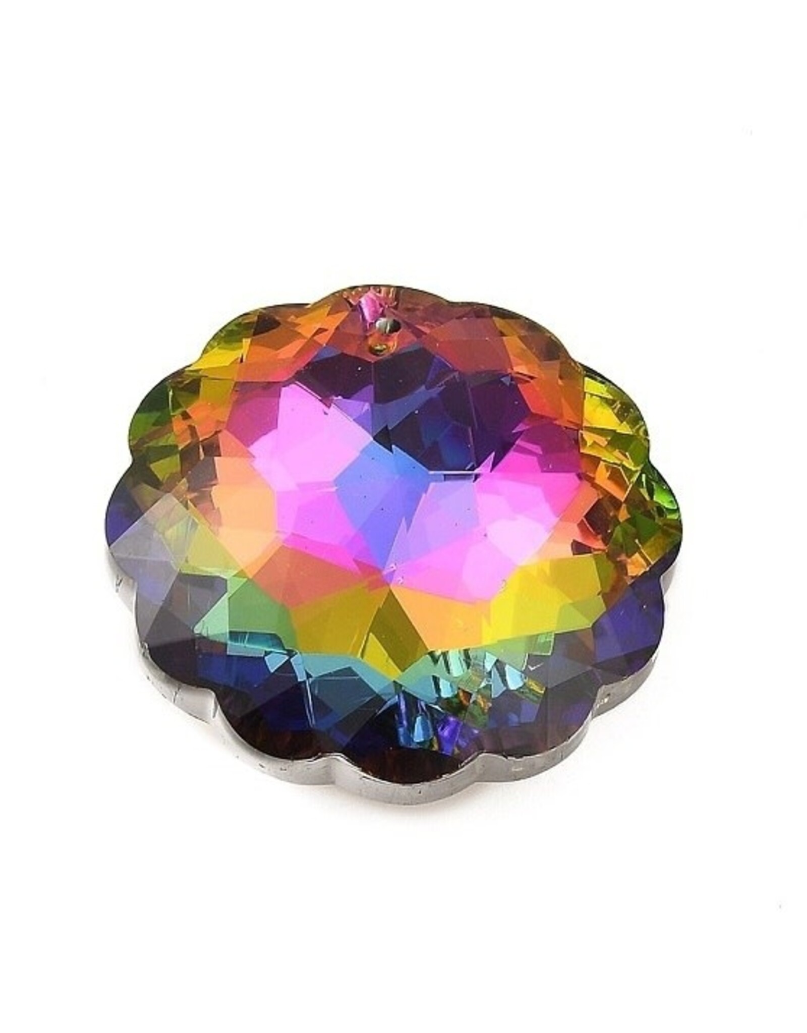 Round Scalloped  44mm  Multi Colour Chinese Crystal X1