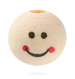 12mm Wood Round  Bead  with Little Faces x50