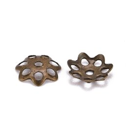 6mm Bead Cap Flower Antique Brass