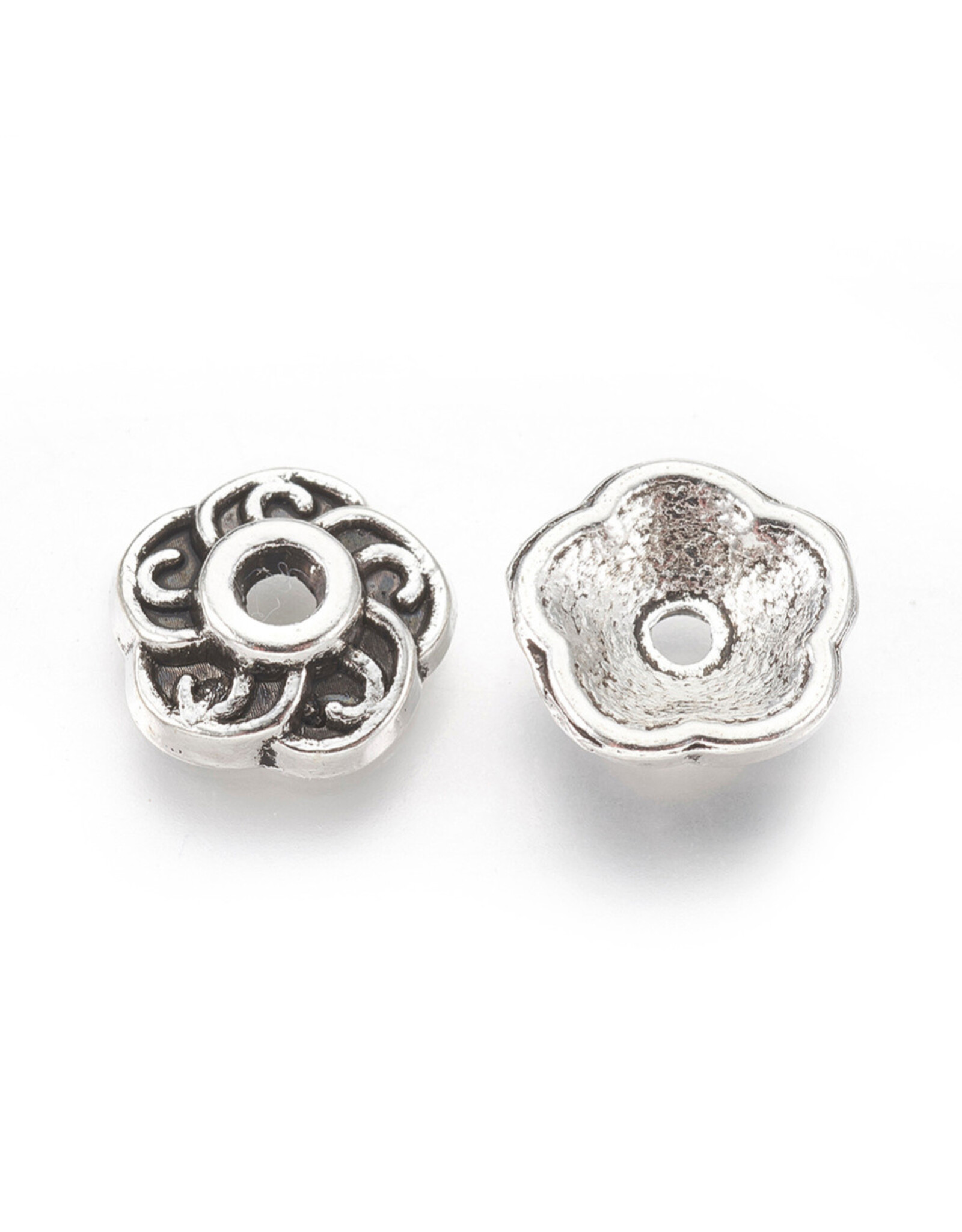 9mm Bead Cap Antique Silver  NF