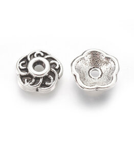 9mm Bead Cap Antique Silver  NF