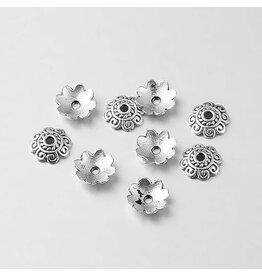 8mm Bead Cap Antique Silver