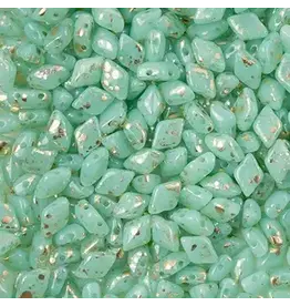 Matubo Gemduo 2 Hole 8x5mm   Aqua Opal Gold Splash   x40