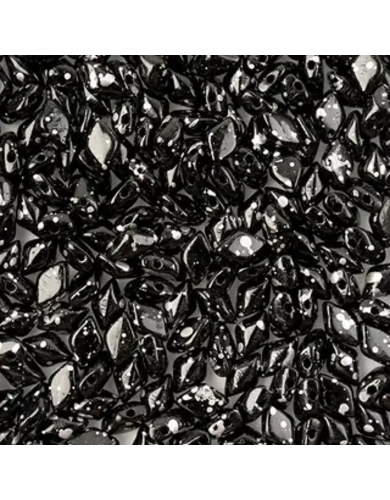 Matubo Gemduo 2 Hole 8x5mm  Jet Silver  Splash    x40