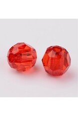 Faceted Round  8mm Transparent Light Red x250