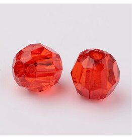 Faceted Round  8mm Transparent Light Red x250