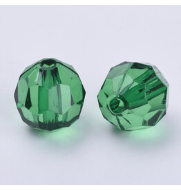 Faceted Round  8mm Transparent  Dark Green  x250