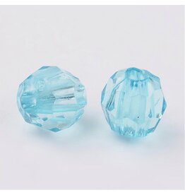 Faceted Round  8mm Transparent  Aqua  x250