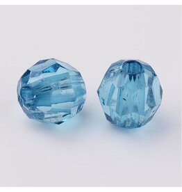 Faceted Round  8mm Transparent  Dodger Blue  x250