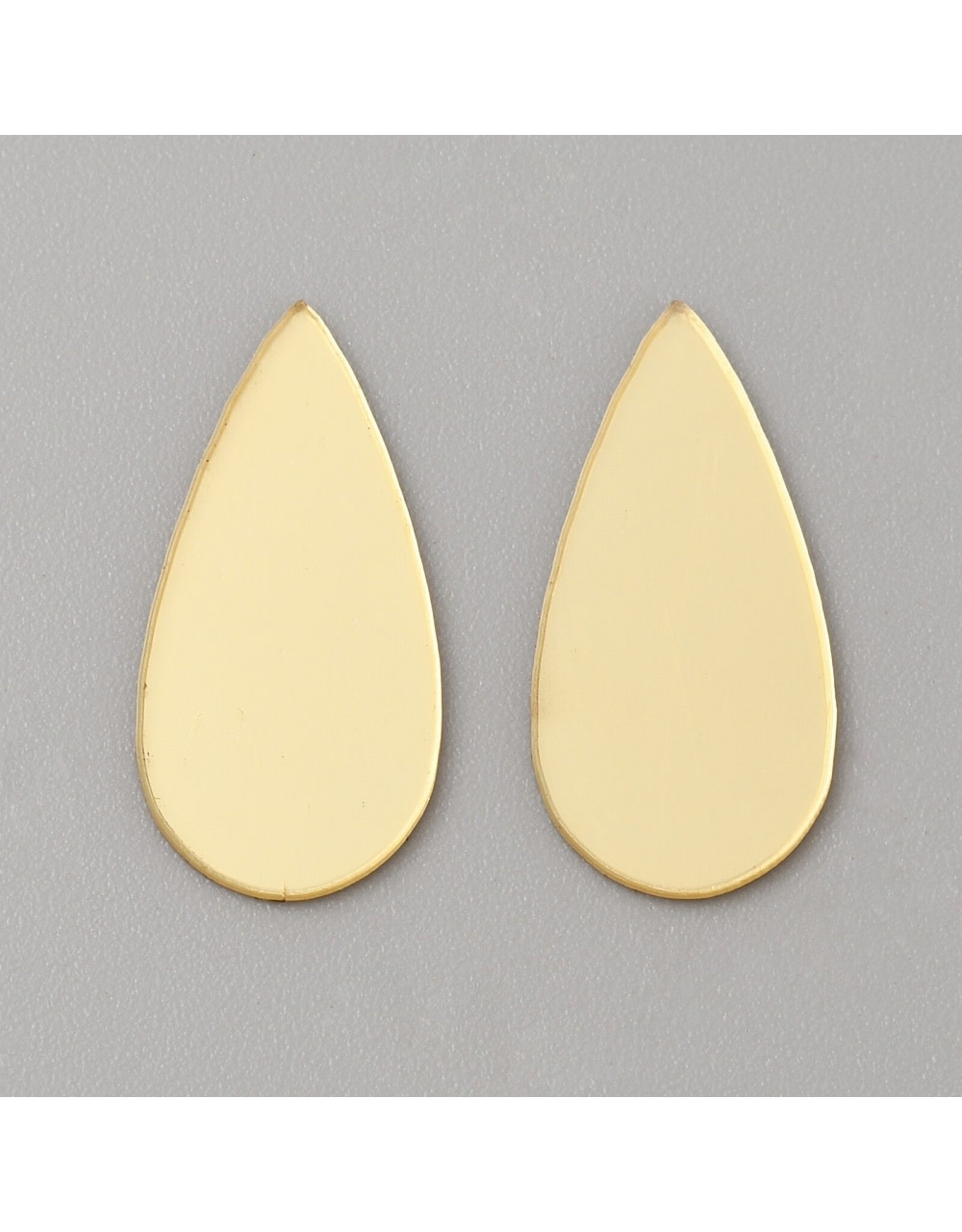 Drop Acrylic Cabochon 24x11mm Mirror  x10
