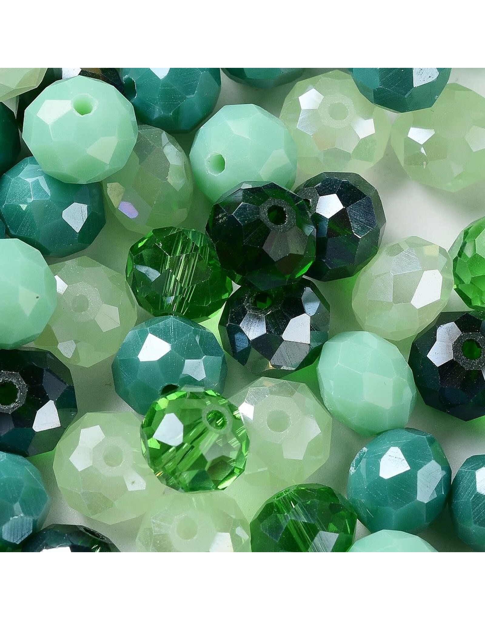 10x8mm Rondelle Green Mix  50g