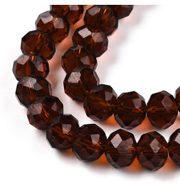 8x6mm Rondelle  Transparent Dark Brown    x65
