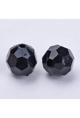 Faceted Round  6mm Jet Black  x500