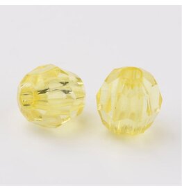 Faceted Round  8mm Transparent  Yellow  x250