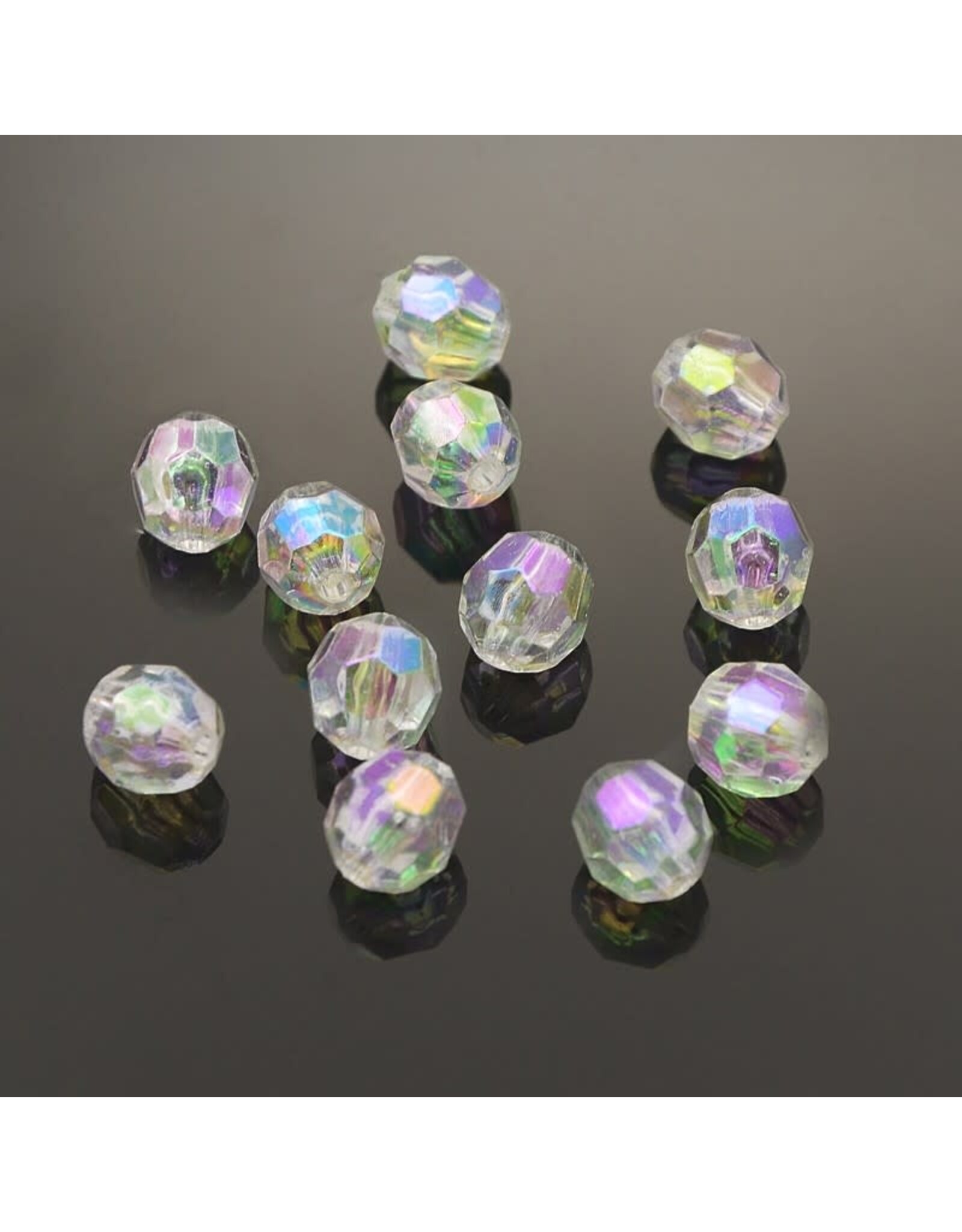 8mm Faceted Round   Clear AB  x250