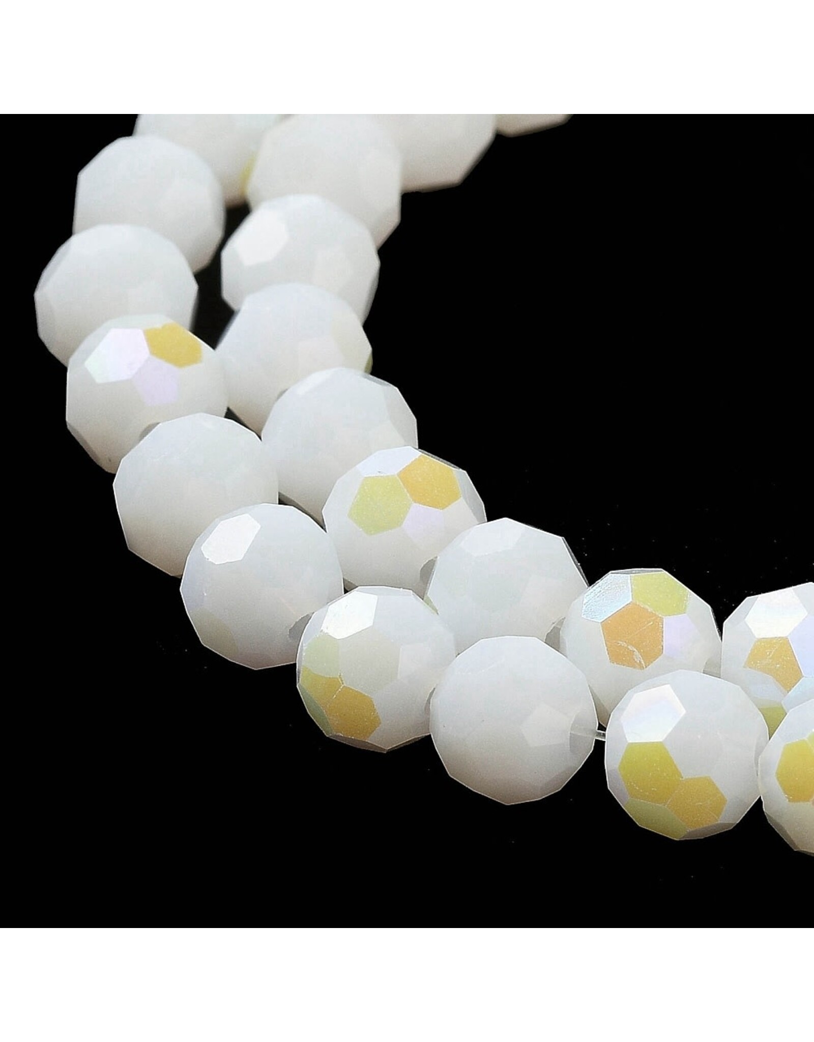 6mm Round  Opaque White AB   x85