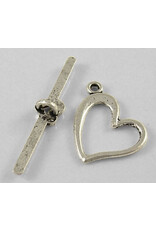 Toggle Clasp Heart 18mm Antique Silver  NF