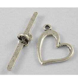 Toggle Clasp Heart 18mm Antique Silver  NF