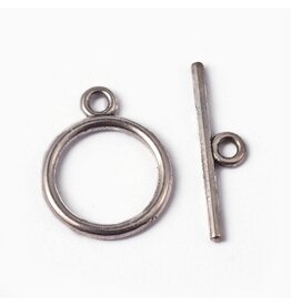 Toggle Clasp Round 15mm Antique Silver NF
